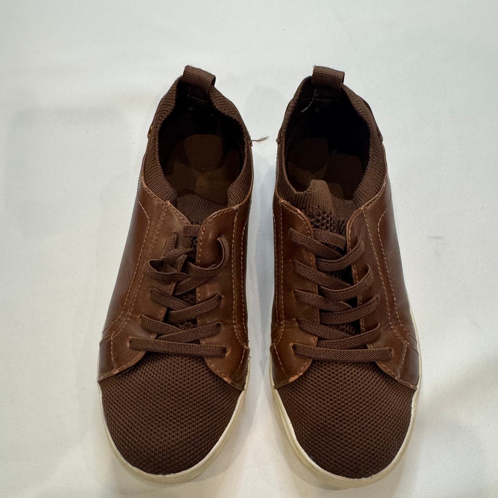 Seven7‎ Lawson Jr Sneakers Kids 12.5 Brown Mixed Media Faux Leather Lace Up